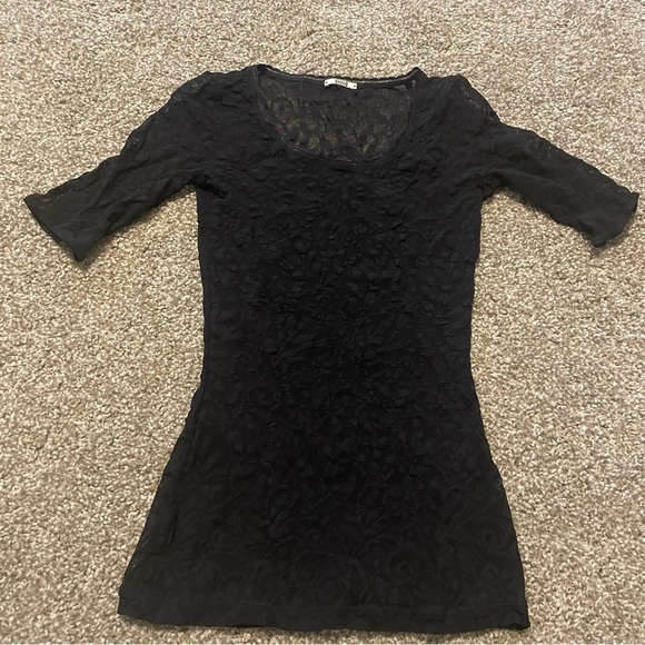 Y2K Wolford sheer lace black short sleeve top - Picture 1 of 3